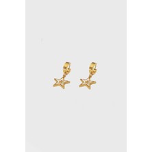 Glare Jewellery Sedef Taşlı Yıldız Model Altın Kaplama Küpe