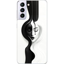 Dali Design Samsung Galaxy S21+ Uyumlu Şeffaf Kılıf Estetik Yüz 3 Tasarımlı