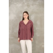 Çift Cep Dokuma Modal Tunik-Gül Kurusu