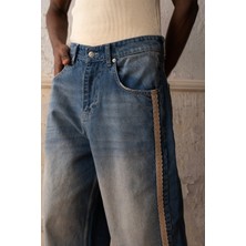 Giesto Hasır Şeritli Mavi Jean