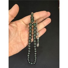 Toz Kehribar Tesbih Yeşil Renkli Küre Kesim 11 mm T-626
