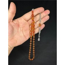 Anemore Collection Ateş Kehribar Tesbih Bal Renkli Arpa Kesim 11MMX7MM T-643