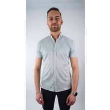 Coonless Erkek Desenli Gri Kısa Kol Gömlek