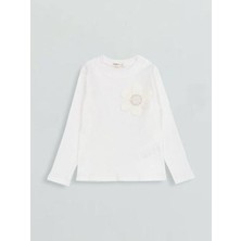 Breeze Kız Çocuk Fitilli Pamuklu Çiçek Işlemeli Bluz