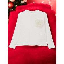 Breeze Kız Çocuk Fitilli Çiçek Detaylı Uzun Kollu Bluz