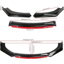 4 Parça Ön Lip Universal Ön Tampon Eki Piano Black Kırmızı Renk