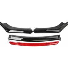 4 Parça Ön Lip Universal Ön Tampon Eki Piano Black Kırmızı Renk