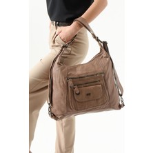 Suni Deri Sırt Çantası Vizon (Model: 571-13-13M)