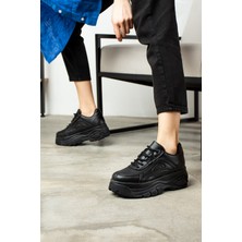 Günlük Kadın Spor Ayakkabı Yüksek Taban 6 cm Sneaker Siyah - Beyaz - Bej - Rugan - Süet 001