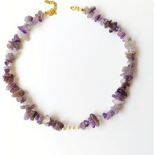 Glarus Atölye Lavender Pearl Kolye | Ametist ve İnci Doğal Taş