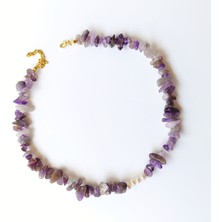 Glarus Atölye Lavender Pearl Kolye | Ametist ve İnci Doğal Taş