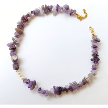 Glarus Atölye Lavender Pearl Kolye | Ametist ve İnci Doğal Taş
