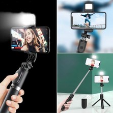  Kendiliğinden Işıklı Masaüstü Tripod Olabilen Telefon Tutuculu Kablosuz Kumandalı Selfie Çubuğu