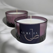Aurelia Candle -Tekli Mor Kristal Desenli Cam Kase Kokulu Mum