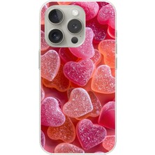 Dali Design iPhone 15 Pro Max Uyumlu Şeffaf Kılıf Şeker Tasarımlı