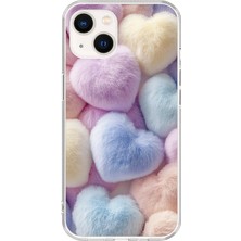 Dali Design iPhone 14 Plus Uyumlu Şeffaf Kılıf Peluş Tasarımlı