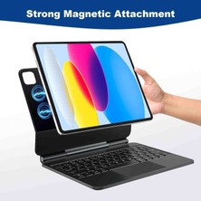 Fogy Apple iPad (11. Nesil) A16 2025 Uyumlu Magic Uyumlu Touchpad Işıklı Klavyeli Kılıf