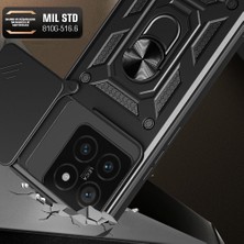 ZORE Xiaomi 14T Pro Uyumlu Kılıf Magnetik Standlı Kamera Korumalı Zore Sürgülü Vega Kapak-Siyah