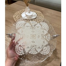 Pelince Epoksi Reçine Nişan Tepsisi - Dantel ve Incili - Şahlanan At- Çapı: 30 cm