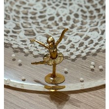 Pelince Epoksi Reçine Nişan Tepsisi - Dantel ve Incili - Balerin Kulp - Çap: 30 cm