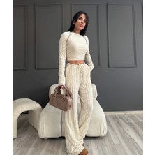 Fevien Uzun Kollu Badi ve Pantolon Ikili Takım - Bej