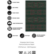 The Reef Design Yeşil Pamuk Kilim Görünümlü Halı Dijital Baskılı Halı Dokuma Tabanlı Kaymaz Oturma Odası Halısı