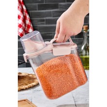Sızdırmaz Kapaklı Erzak Saklama Kabı - Ölçekli Un Bakliyat Kabı Mutfak Düzenleyici Kavanoz 1,8 Lt