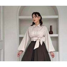 Modaala Moda Ala Bağlamalı Krem Gömlek