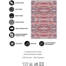 The Reef Design Kırmızı Pamuk Kilim Görünümlü Halı Dijital Baskılı Halı Dokuma Tabanlı Kaymaz Oturma Odası Halısı