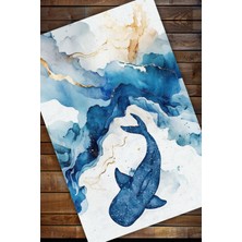 The Reef Design Balina Köpekbalığı Desenli Su Altı Mermer Görünümlü Dalış Temalı Balkon Halısı