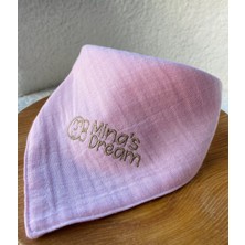 Minas Dream Minasdream Üçlü 4 Kat %100 Pamuklu Minik Pembe Ponpon ve Saf Müslin Kumaş Çift Yön Önlük Fular  Emzik Askısı Hediyeli