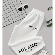 Kids Face Özel Tasarım Milano Italy Baskılı Ter Tumayan Yazlık Kız Çocuk Jogger Eşofman Altı
