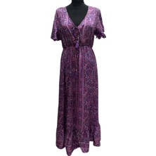 Hint Ipeği Yırtmaçlı Elbise