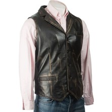 Prof Model Eskitme Yakalı Yelek Hakiki Kuzu Derisi Ayarlanabilir Arka Toka