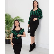 Fevien Kadın Uzun Kollu Büstiyer ve Askılı Mini Elbise  Ürün Ikili Takım