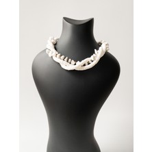 THEIA GemWorks Sedef & Beyaz Kuvars & Hematit Kolye