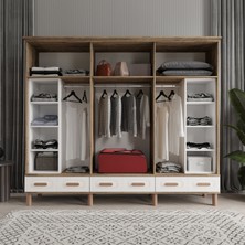 Comiet Pera 6 Kapaklı Aynalı Çekmeceli Mdf Gardırop