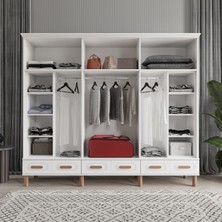 Comiet Soho 6 Kapaklı Aynalı Çekmeceli Mdf Gardırop