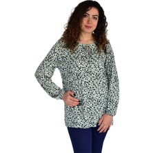 Kadın Ebruli Desen Baskılı Viscon Bluz BGL-ST04286