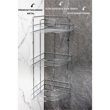 MAİN SHOP Yapışkanlı 3 Katlı Paslanmaz Metal Köşe Banyo,duş Rafı,şampuanlık Duş Banyo Mutfak Köşesi Tk-03