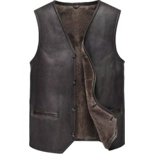 Zik Hakiki Koyun Derisi Içi Tüylü Dar Kesim Yelek