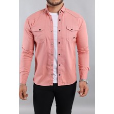Erkek Mint Slim Fit Dar Kalıp Pamuklu Kot Gömlek