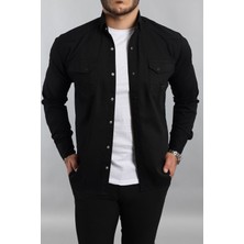 Erkek Mint Slim Fit Dar Kalıp Pamuklu Kot Gömlek
