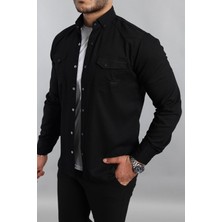 Erkek Mint Slim Fit Dar Kalıp Pamuklu Kot Gömlek