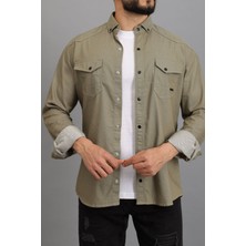 Erkek Mint Slim Fit Dar Kalıp Pamuklu Kot Gömlek