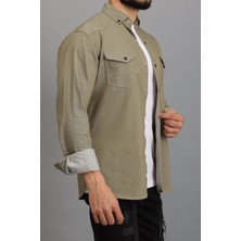 Erkek Mint Slim Fit Dar Kalıp Pamuklu Kot Gömlek
