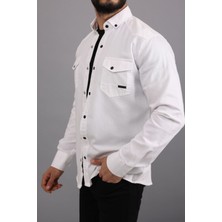 Erkek Mint Slim Fit Dar Kalıp Pamuklu Kot Gömlek