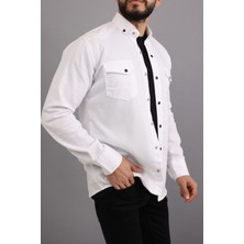 Erkek Mint Slim Fit Dar Kalıp Pamuklu Kot Gömlek