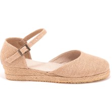 Star Tombis  Elişi 3cm Arkası Az Açık Hasır Jüt Bantlı Günlük Kadın Espadril Handmade