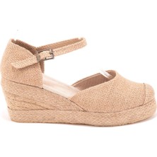 Star Tombis Elişi Burnu Hasır Platformlu Dolgu Topuk Keten Hasır Espadril Handmade